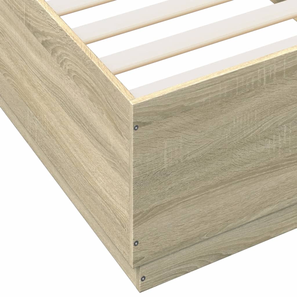 Okvir za krevet s LED svjetlima boja hrasta 90 x 200 cm drveni