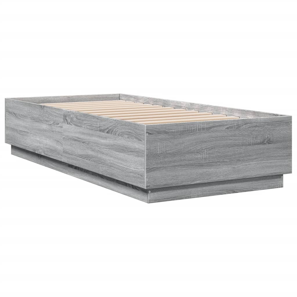 Okvir za krevet s LED svjetlima boja hrasta 90 x 200 cm drveni