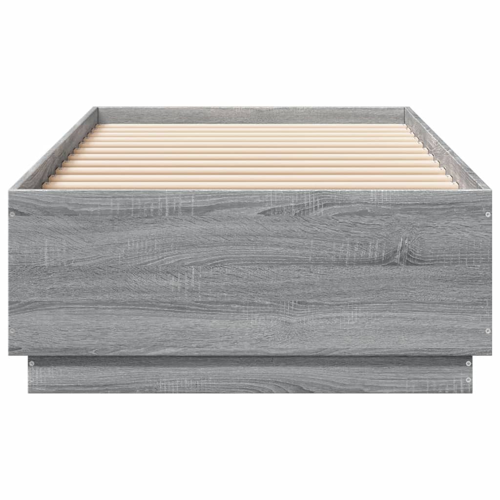 Okvir za krevet s LED svjetlima boja hrasta 90 x 200 cm drveni