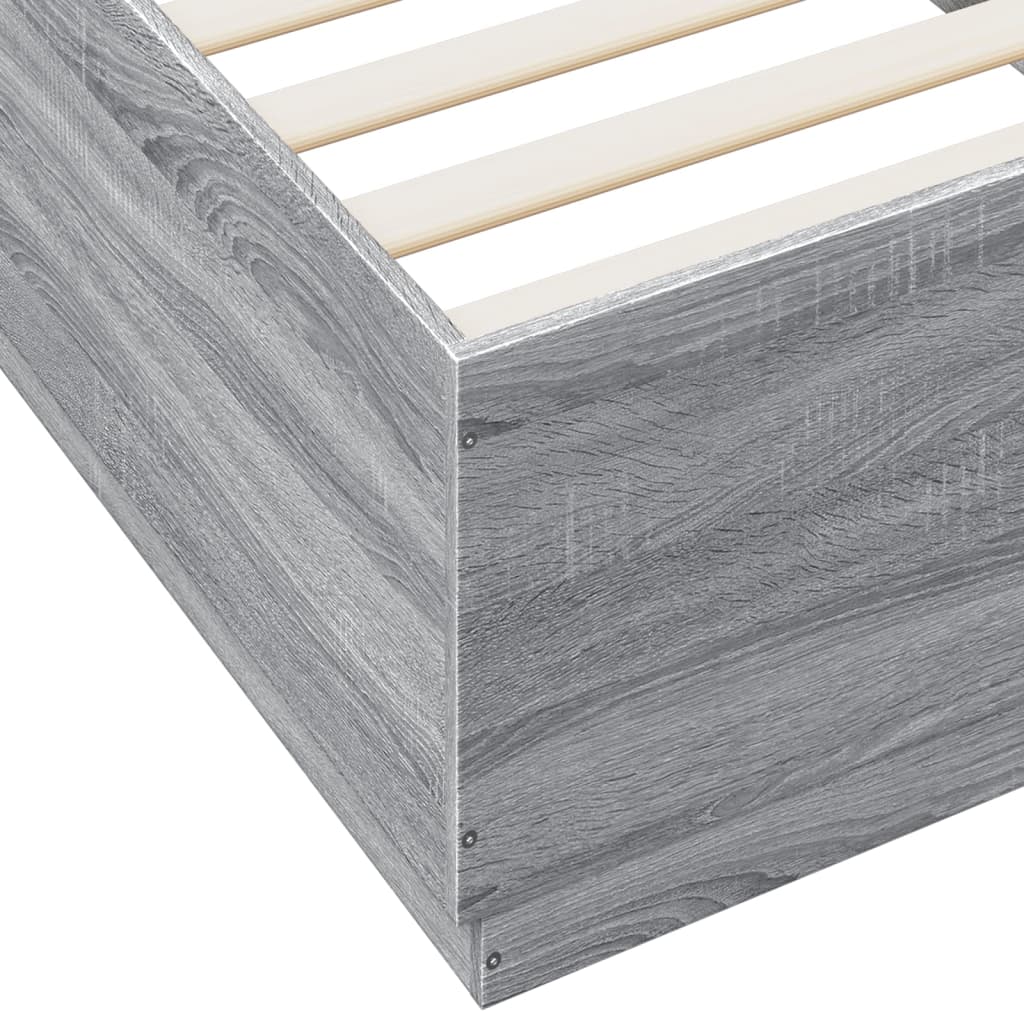 Okvir za krevet s LED svjetlima boja hrasta 90 x 200 cm drveni