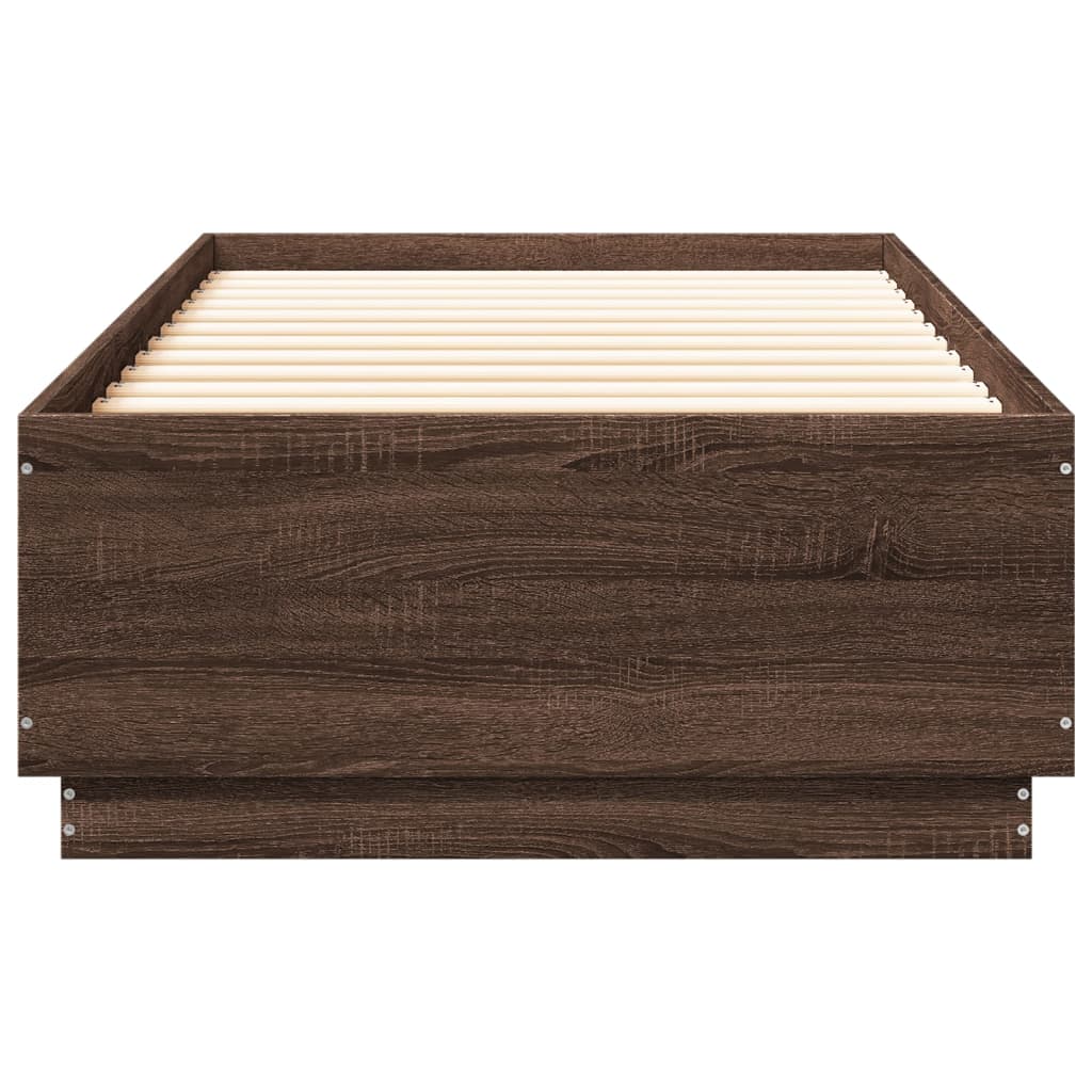 Okvir za krevet s LED svjetlima boja hrasta 90 x 200 cm drveni