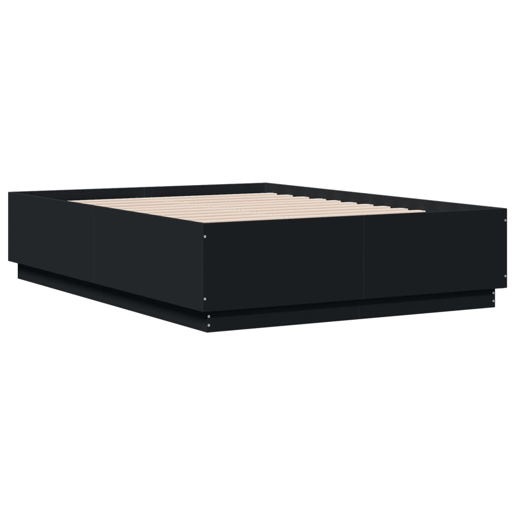 Okvir za krevet s LED svjetlima crni 120 x 190 cm drveni