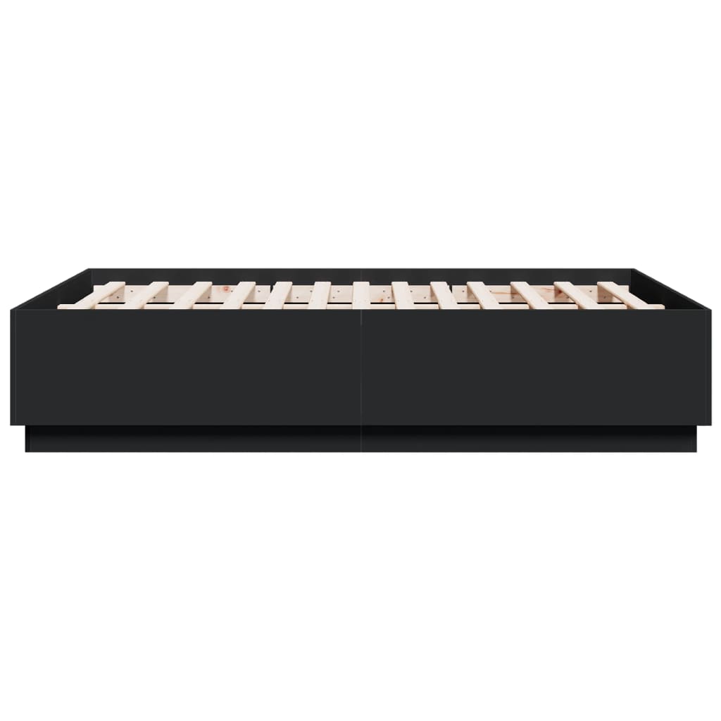 Okvir za krevet s LED svjetlima crni 120 x 190 cm drveni