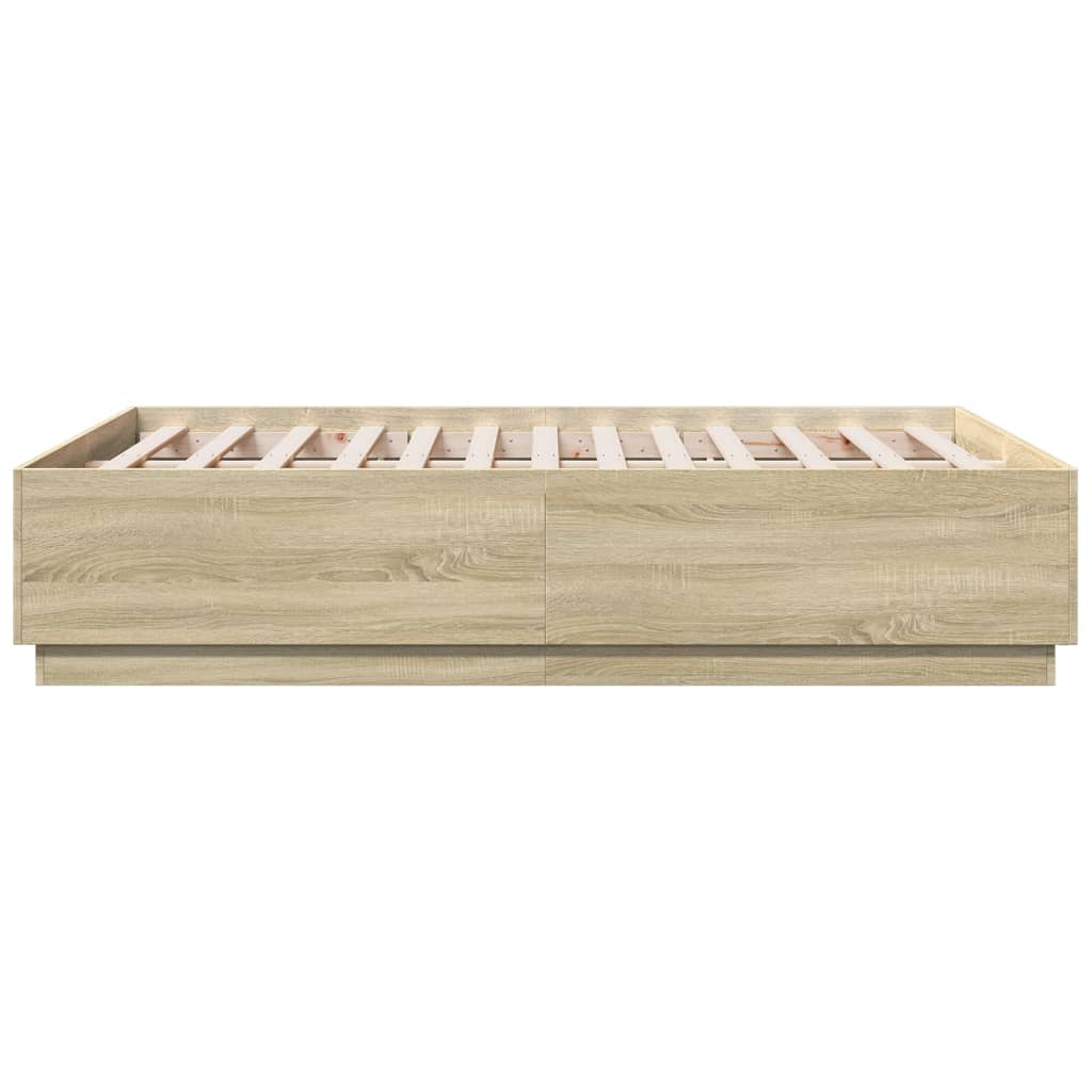 Okvir za krevet s LED svjetlima boja hrasta 120 x 190 cm drveni