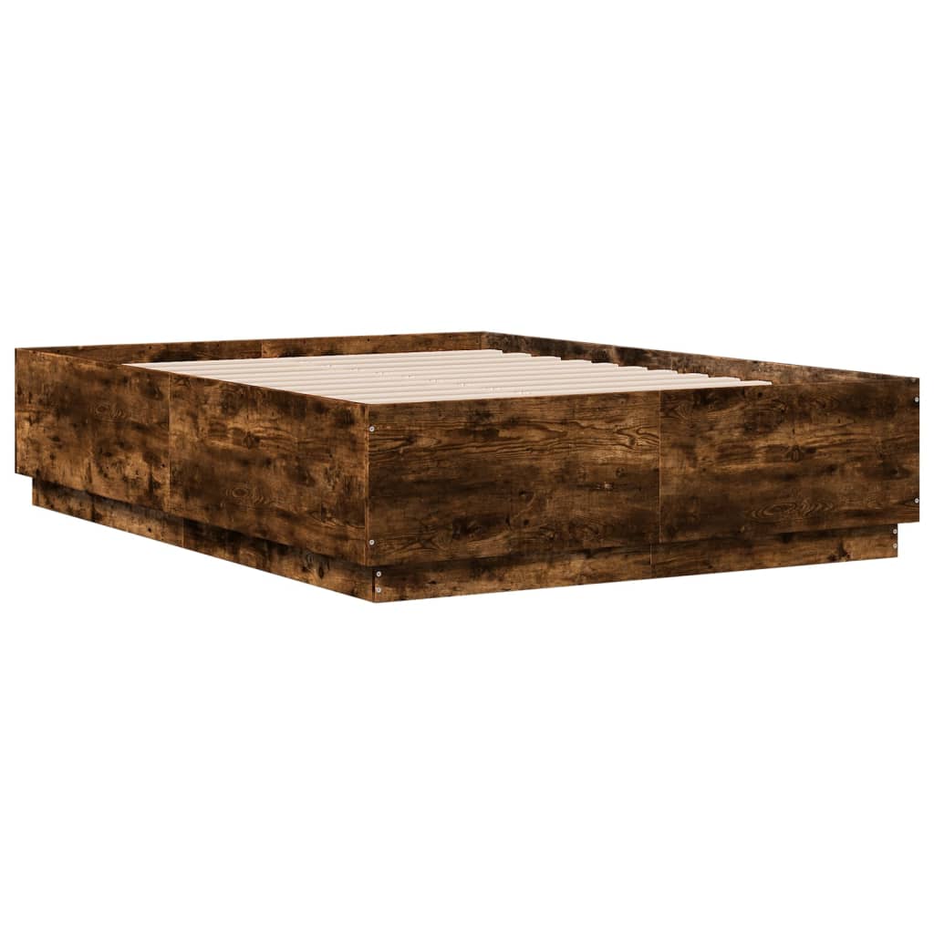 Okvir za krevet s LED svjetlima boja hrasta 120 x 190 cm drveni