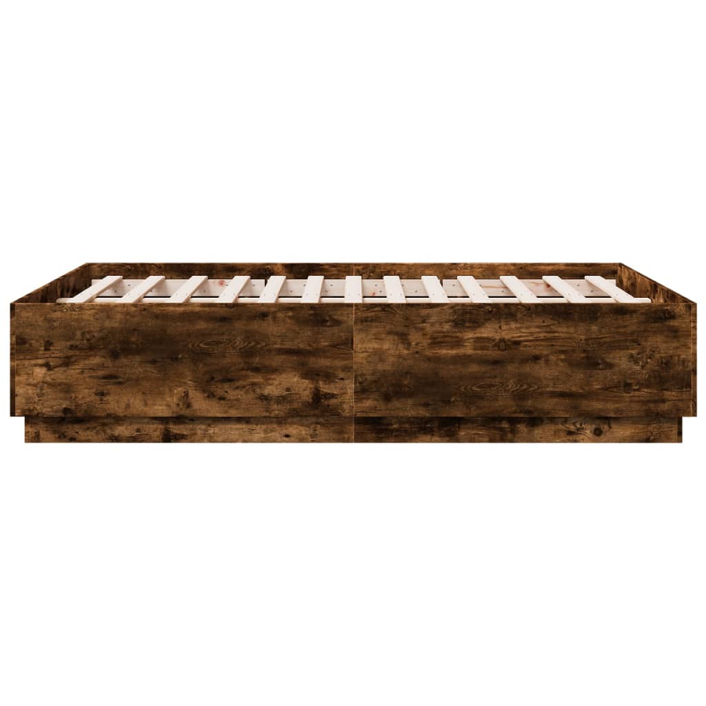 Okvir za krevet s LED svjetlima boja hrasta 120 x 190 cm drveni