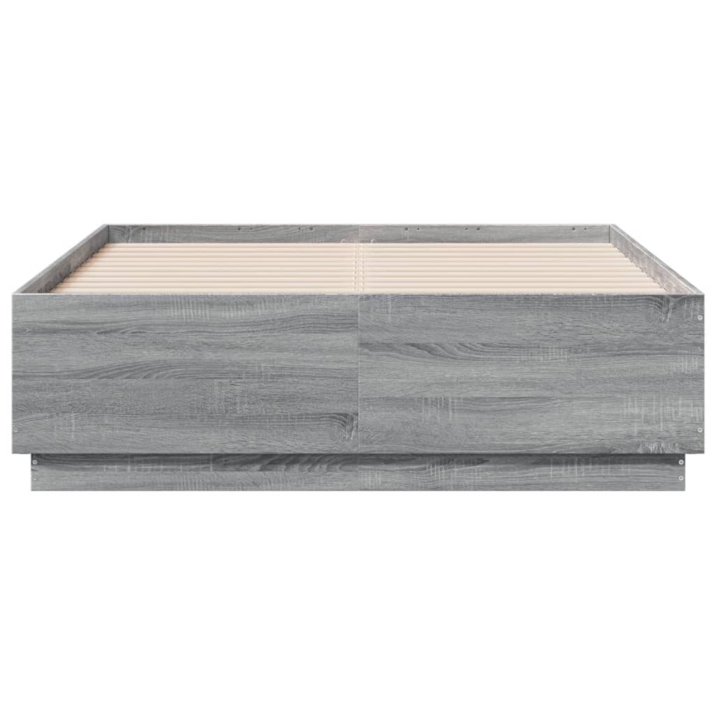 Okvir za krevet s LED svjetlima boja hrasta 120 x 190 cm drveni