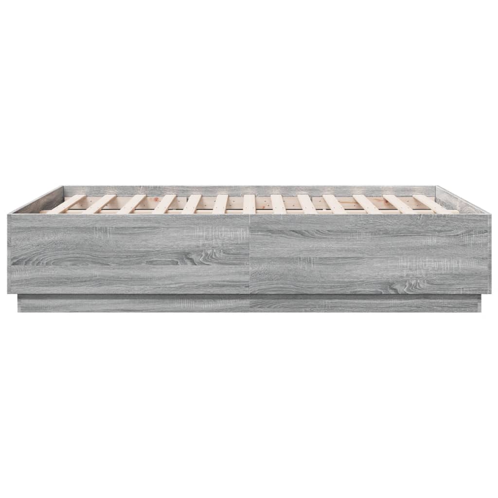 Okvir za krevet s LED svjetlima boja hrasta 120 x 190 cm drveni