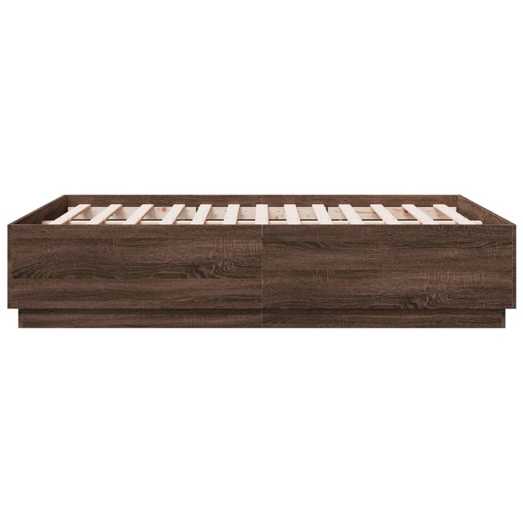 Okvir za krevet s LED svjetlima boja hrasta 120 x 190 cm drveni