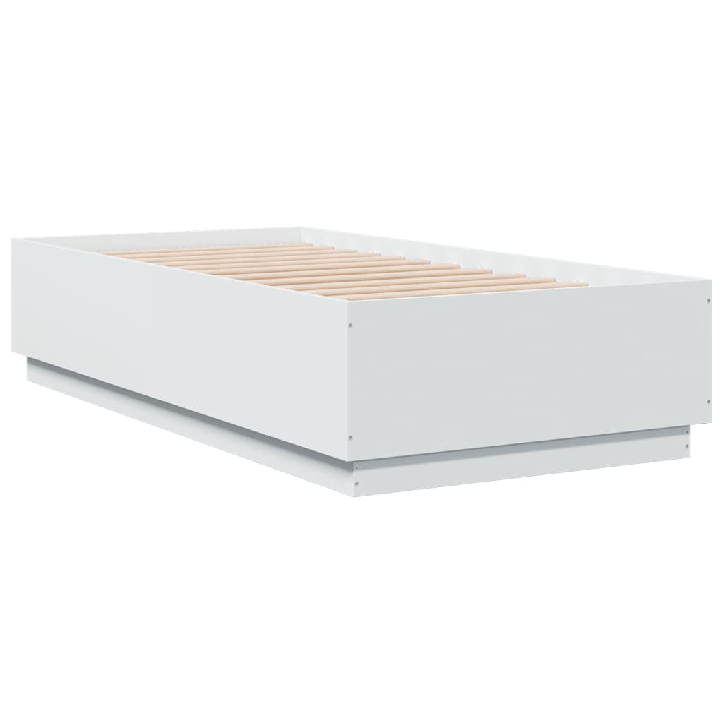 Okvir za krevet s LED svjetlima bijeli 90 x 190 cm drveni