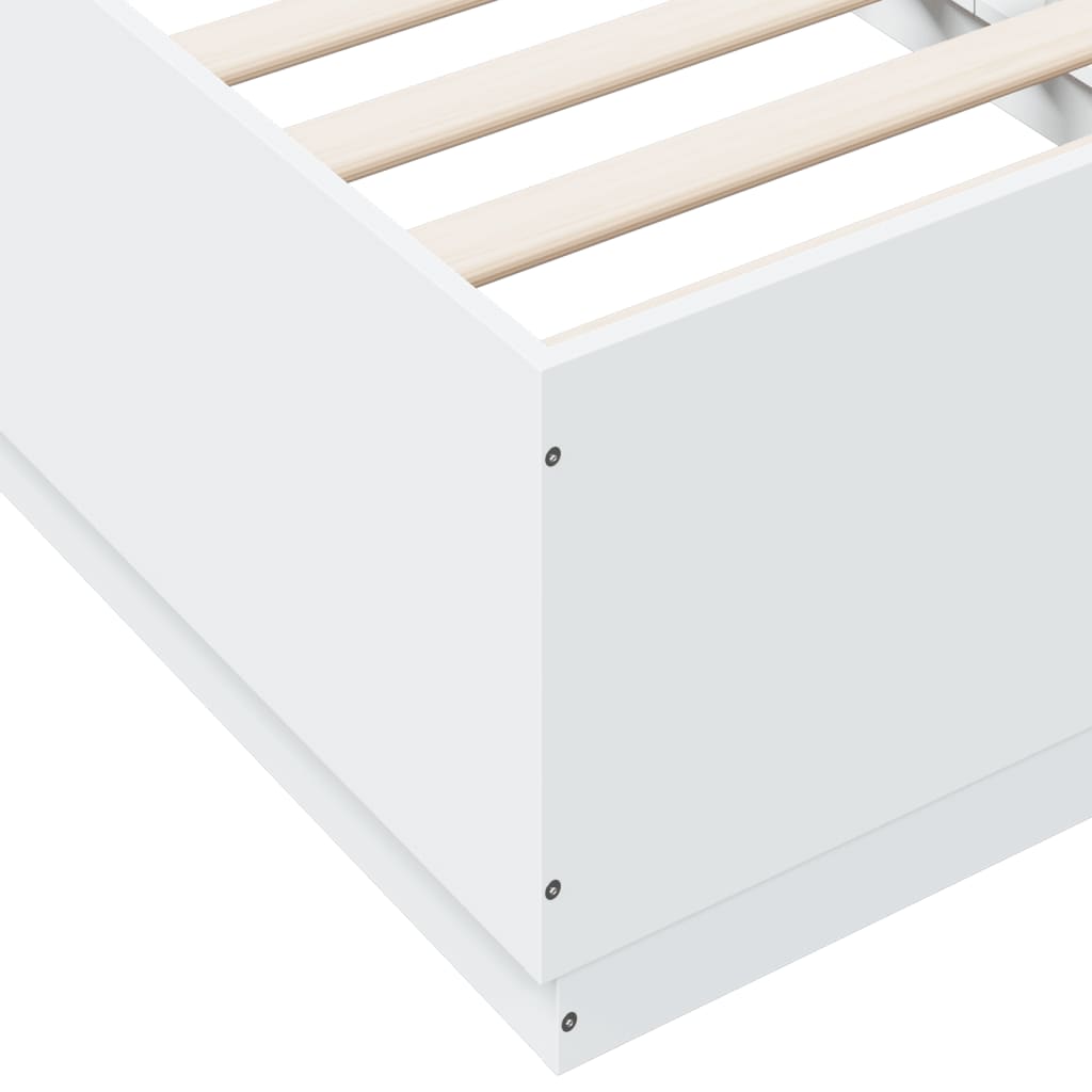 Okvir za krevet s LED svjetlima bijeli 90 x 190 cm drveni