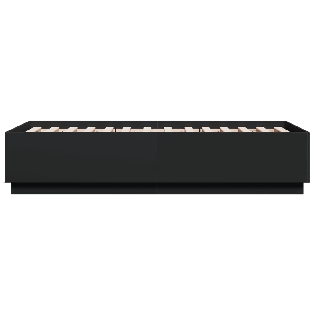 Okvir za krevet s LED svjetlima crni 90 x 190 cm drveni