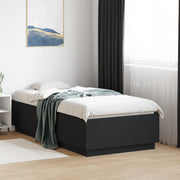 Okvir za krevet s LED svjetlima crni 90 x 190 cm drveni
