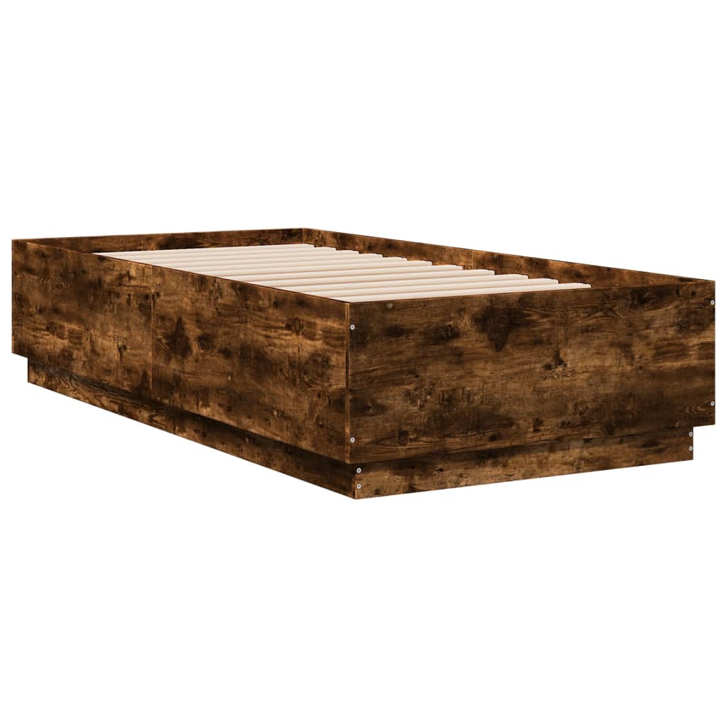 Okvir za krevet s LED svjetlima boja hrasta 90 x 190 cm drveni
