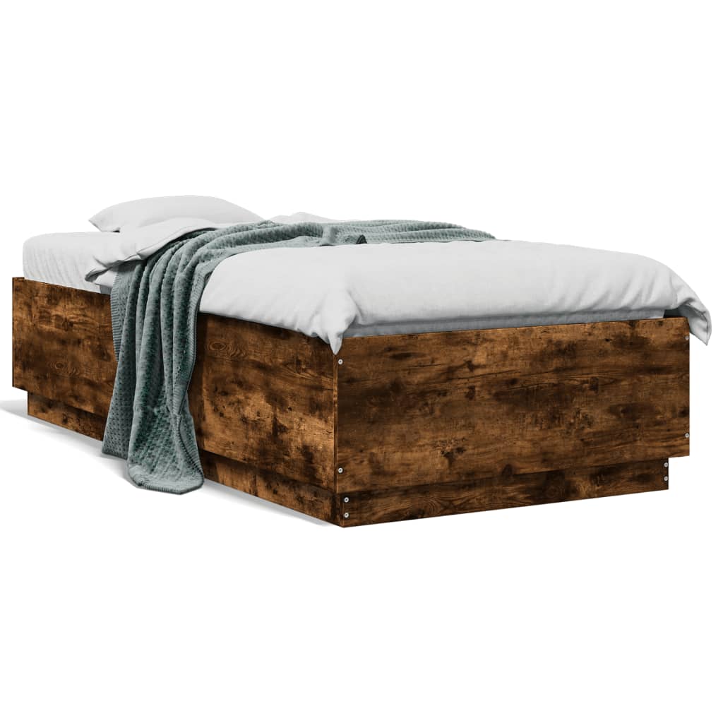 Okvir za krevet s LED svjetlima boja hrasta 90 x 190 cm drveni