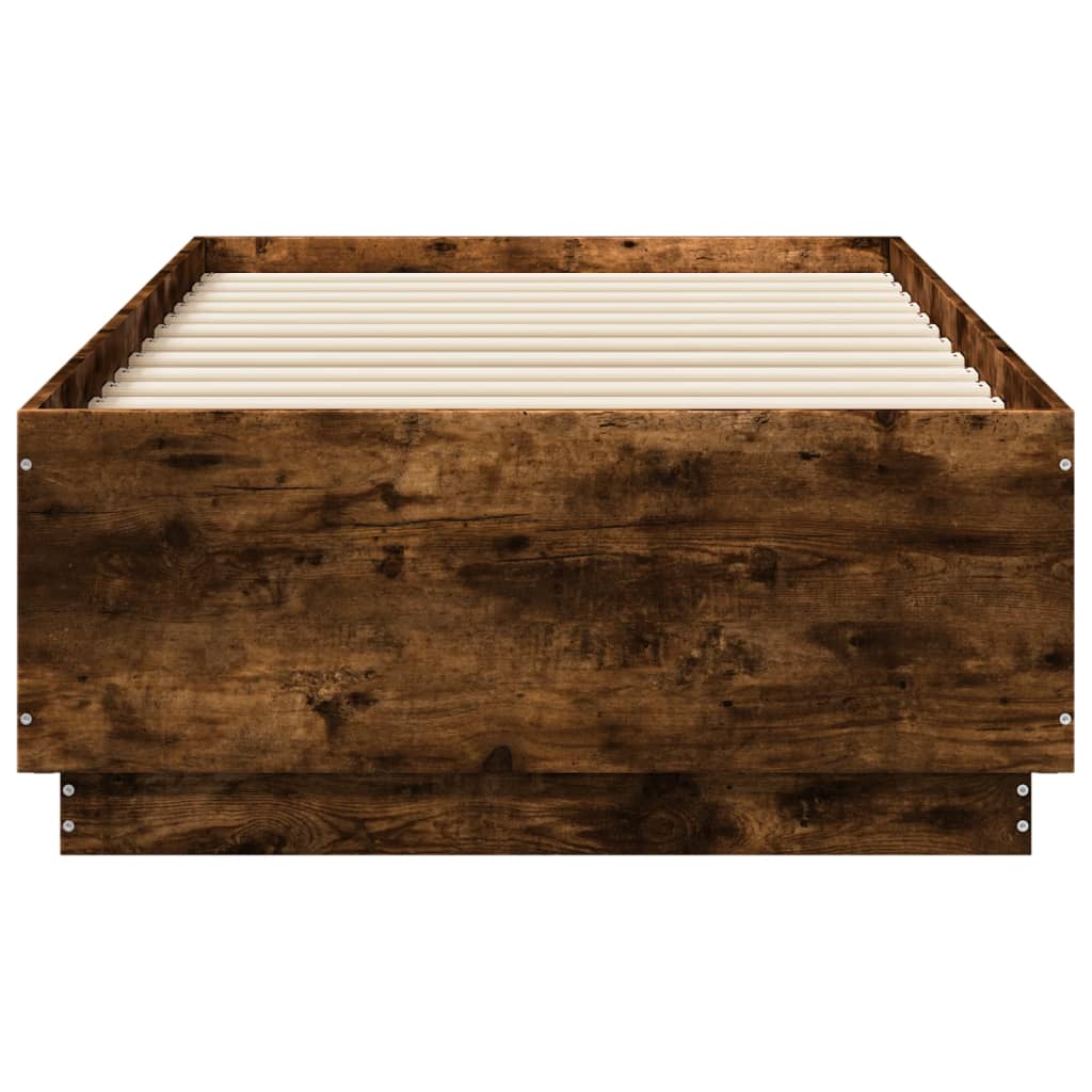 Okvir za krevet s LED svjetlima boja hrasta 90 x 190 cm drveni