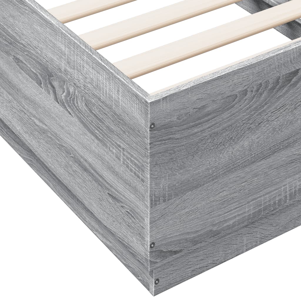 Okvir za krevet s LED svjetlima siva Sonoma 90 x 190 cm drveni