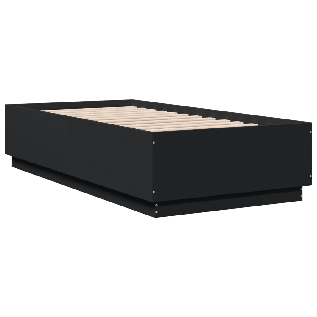 Okvir za krevet s LED svjetlima crni 90x190cm konstruirano drvo