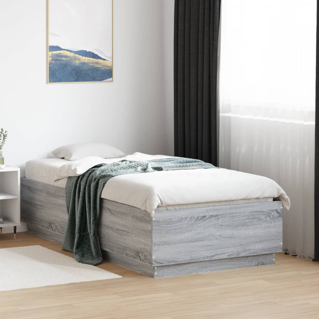 Okvir za krevet s LED svjetlima 75x190 cm od konstruiranog drva