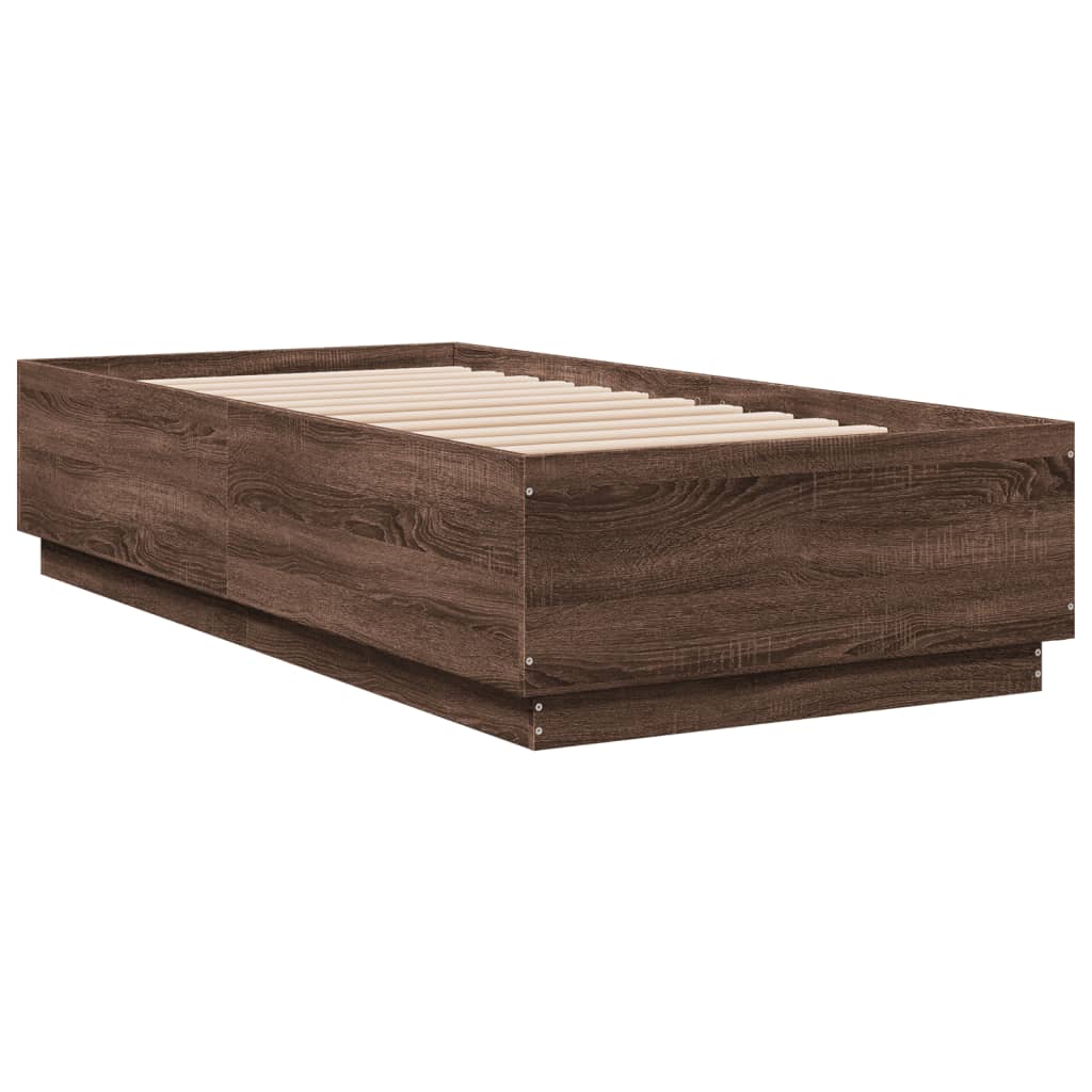 Okvir krevet s LED svjetlima 75x190 cm od konstruiranog drva