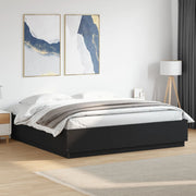 Okvir za krevet crni 200 x 200 cm konstruirano drvo