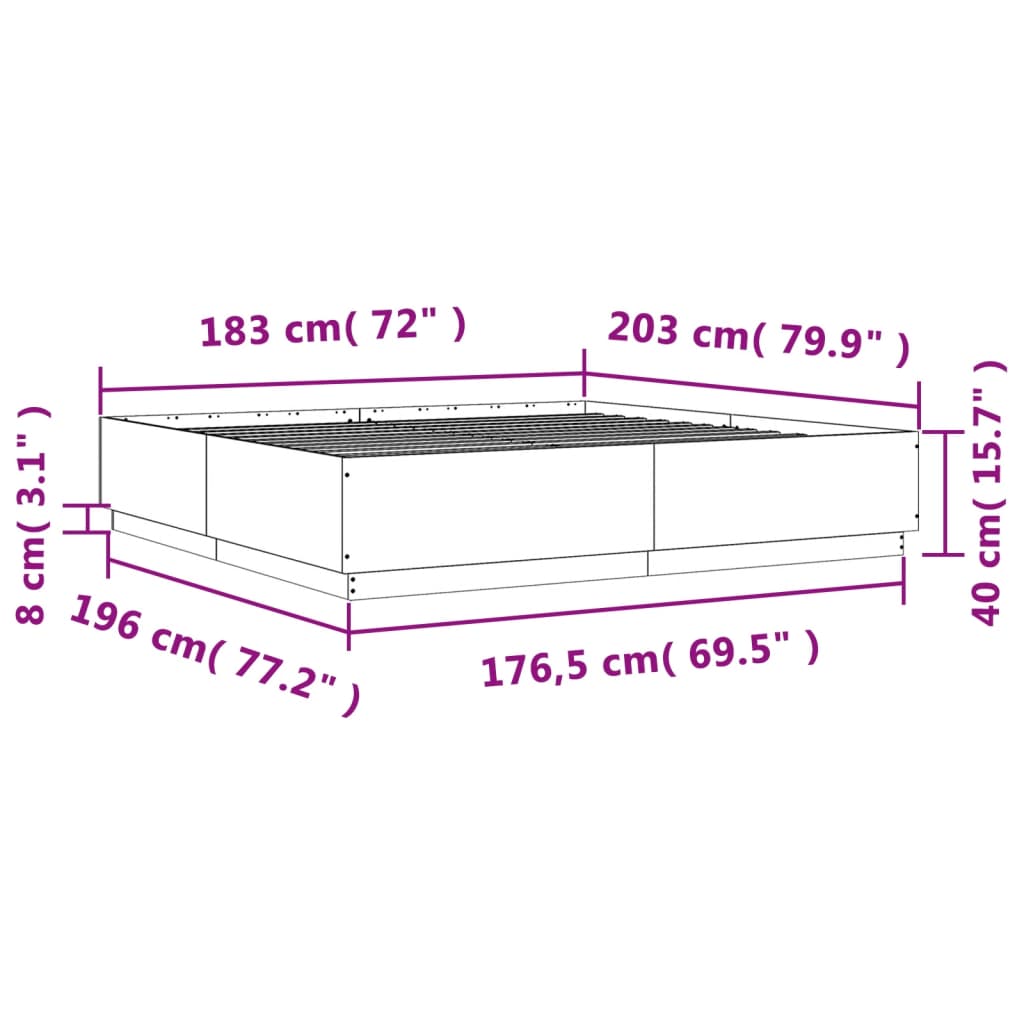 Okvir kreveta boja hrasta 180 x 200 cm od konstruiranog drva