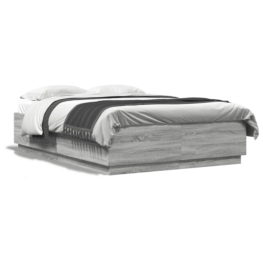 Okvir za krevet boja hrasta 120 x 200 cm od konstruiranog drva