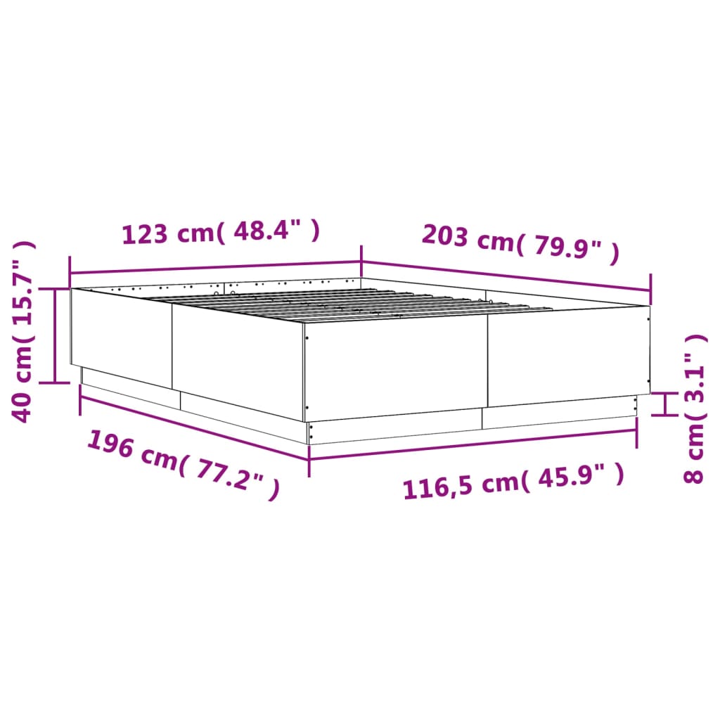Okvir za krevet boja hrasta 120 x 200 cm od konstruiranog drva