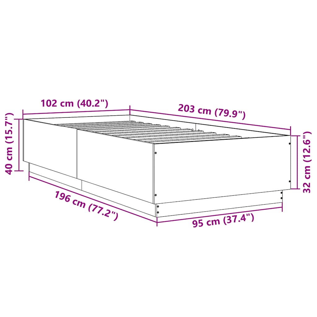 Okvir za krevet crni 100x200 cm konstruirano drvo