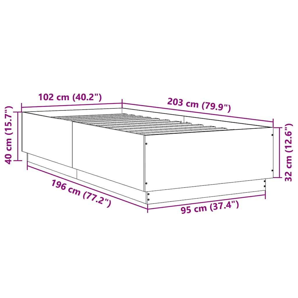 Okvir za krevet boja hrasta 100x200 cm od konstruiranog drva