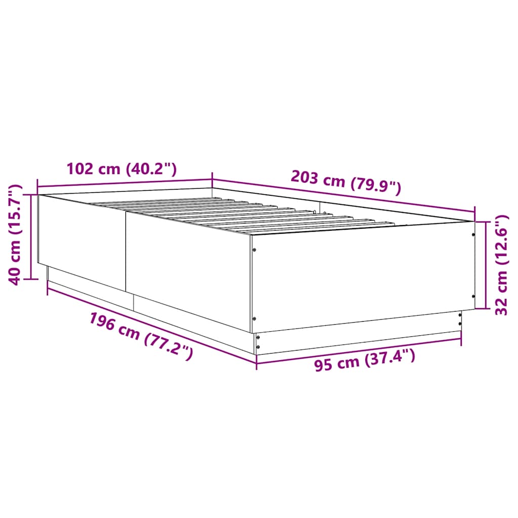 Okvir za krevet smeđi hrast 100 x 200 cm konstruirano drvo