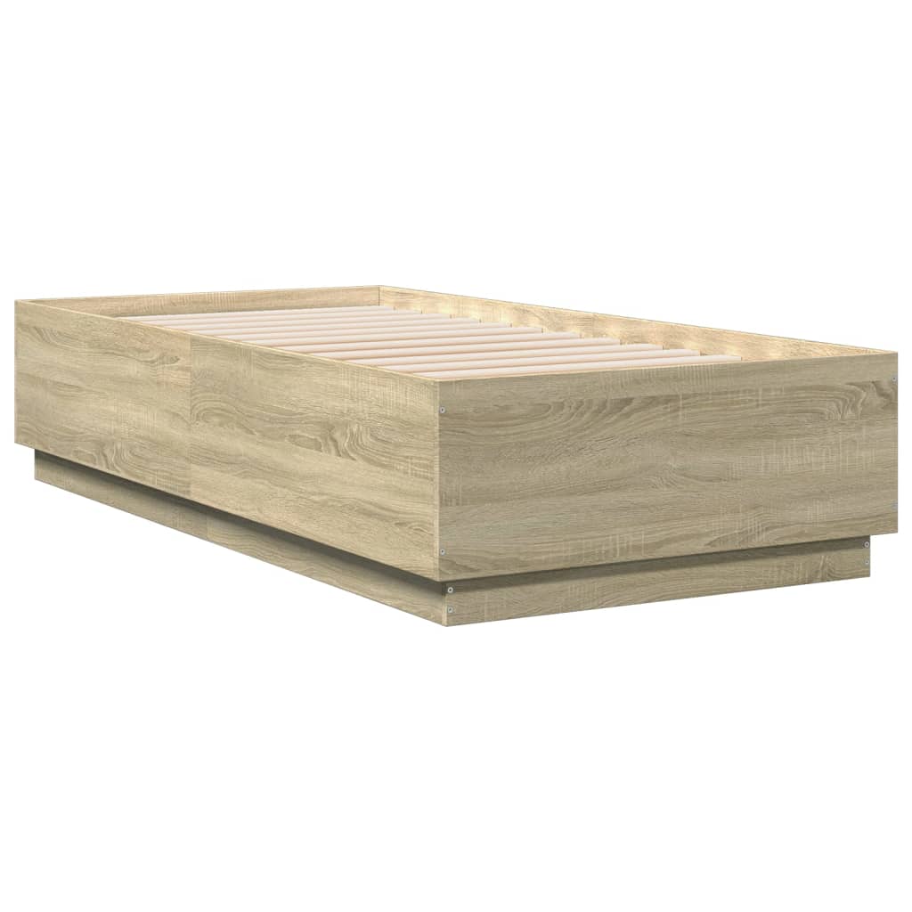 Okvir za krevet boja hrasta 90 x 190 cm od konstruiranog drva