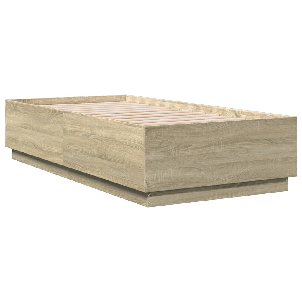 Okvir za krevet boja hrasta 90 x 190 cm od konstruiranog drva