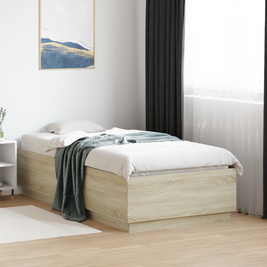 Okvir za krevet boja hrasta 90 x 190 cm od konstruiranog drva