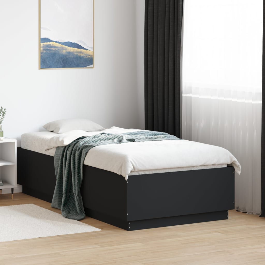 Okvir za krevet crni 75 x 190 cm od konstruiranog drva