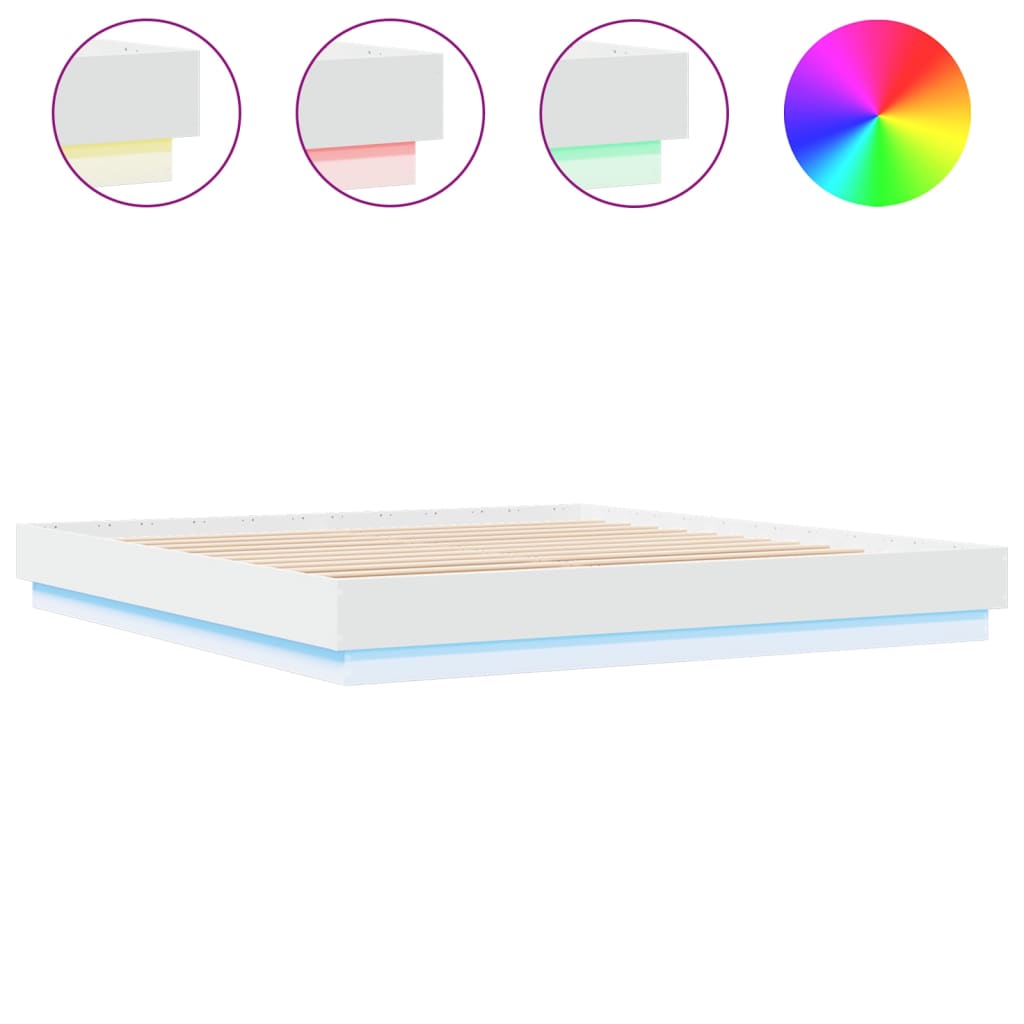 Okvir kreveta s LED svjetlima bijeli 200 x 200 cm