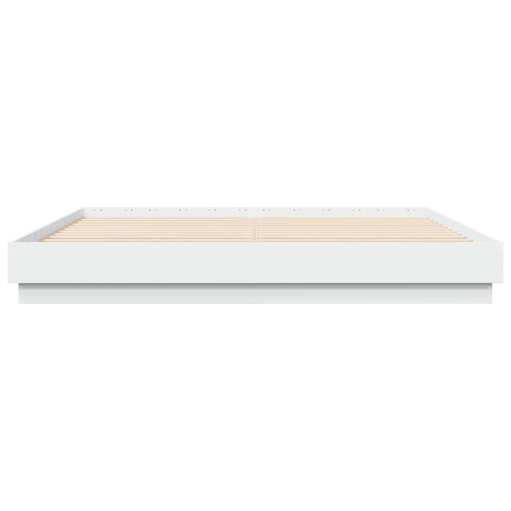 Okvir kreveta s LED svjetlima bijeli 200 x 200 cm