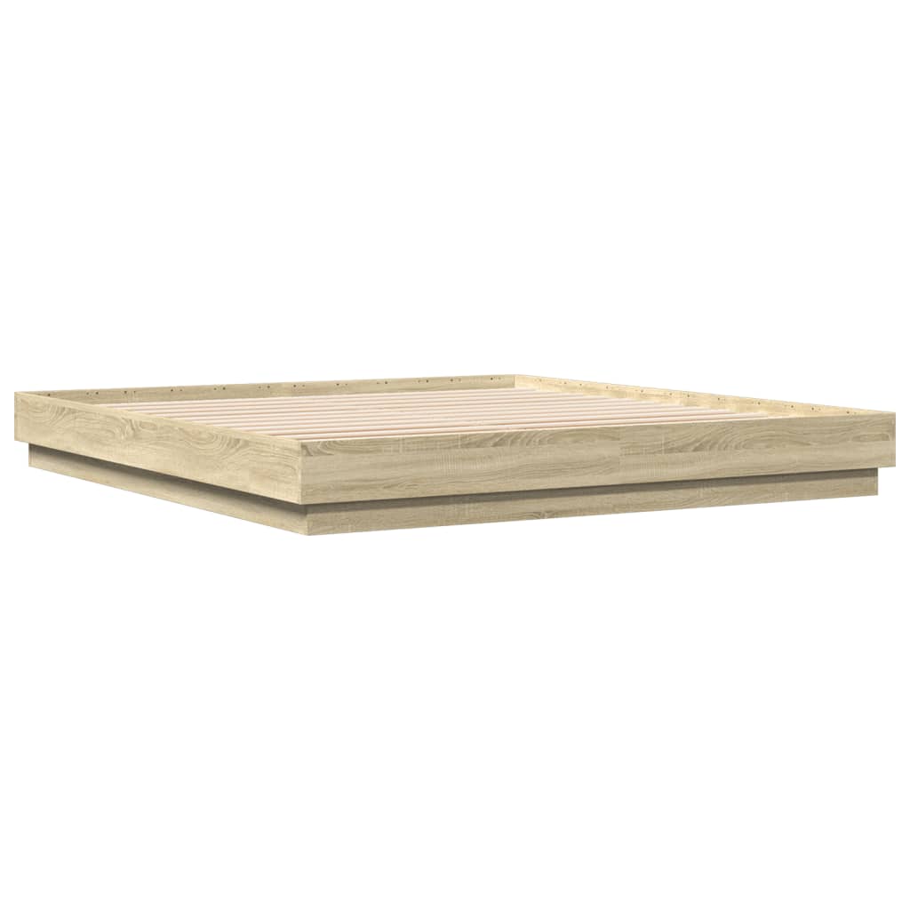 Okvir kreveta s LED svjetlima boja hrasta sonome 200 x 200 cm