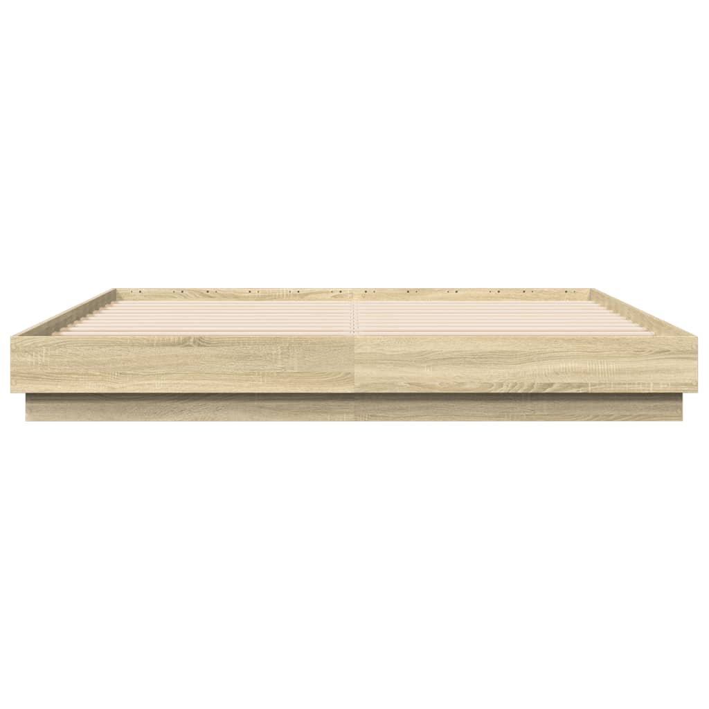 Okvir kreveta s LED svjetlima boja hrasta sonome 200 x 200 cm