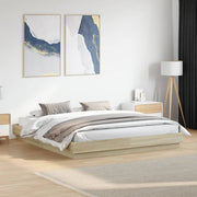 Okvir kreveta s LED svjetlima boja hrasta sonome 200 x 200 cm