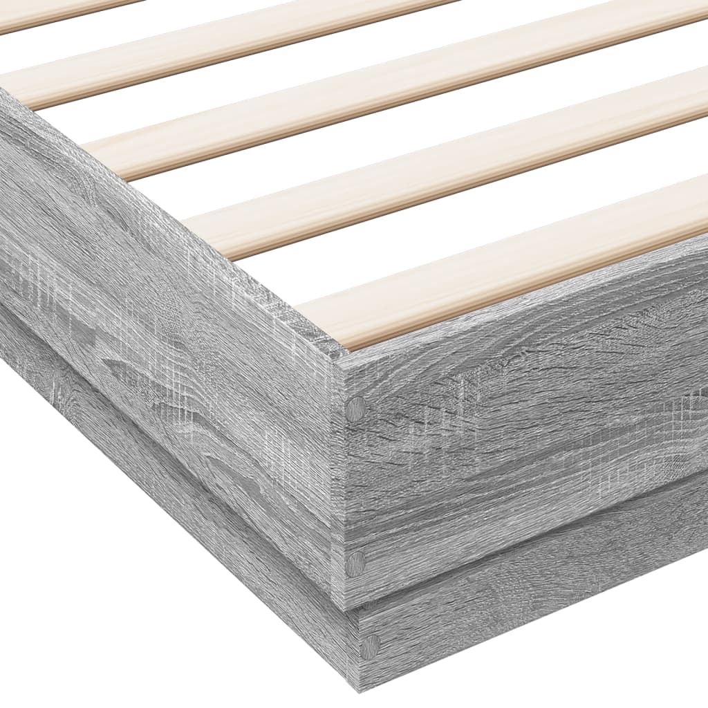 Okvir kreveta s LED svjetlima siva boja hrasta 200 x 200 cm