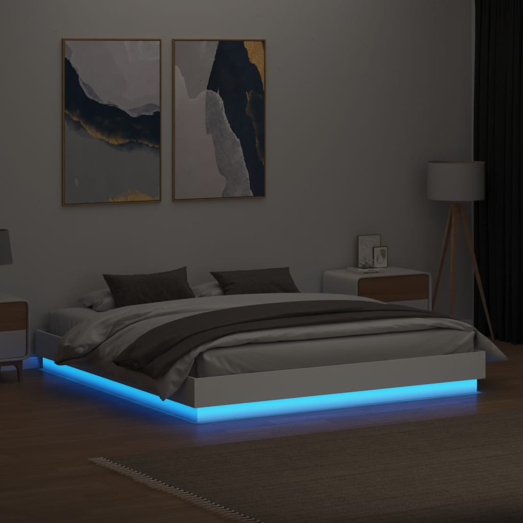 Okvir kreveta s LED svjetlima bijeli 180 x 200 cm