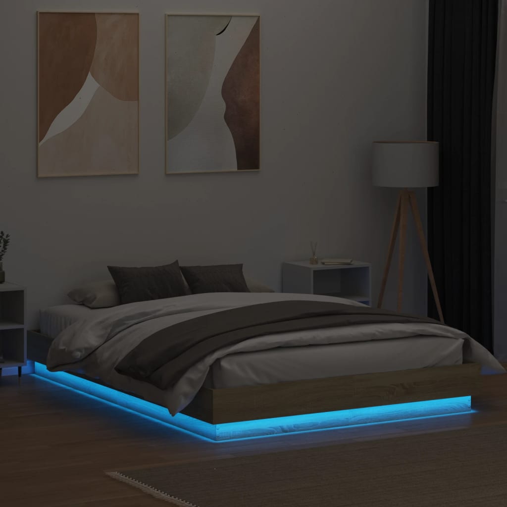 Okvir kreveta s LED svjetlima boja hrasta sonome 160 x 200 cm