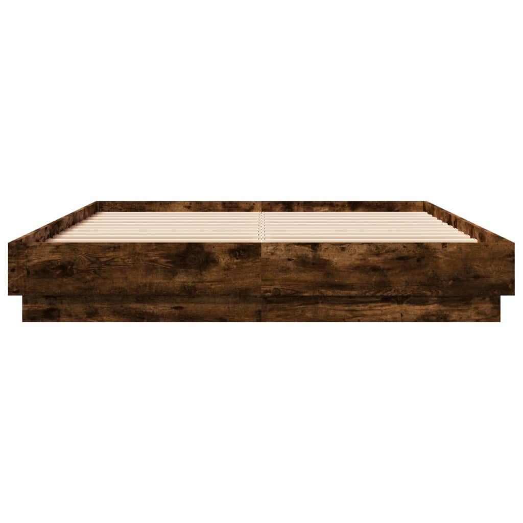 Okvir kreveta s LED svjetlima dimljena boja hrasta 160 x 200 cm