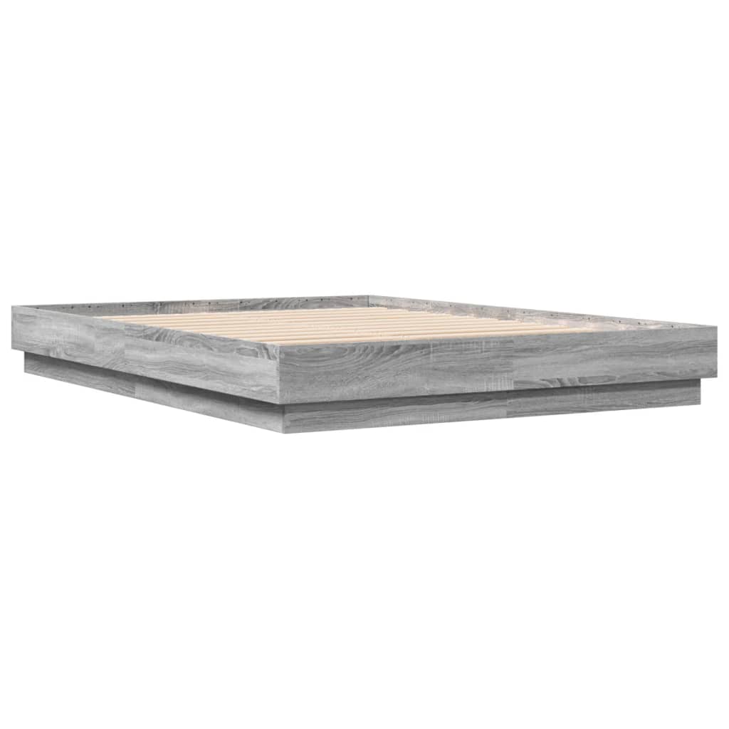 Okvir kreveta s LED svjetlima siva boja hrasta 160 x 200 cm