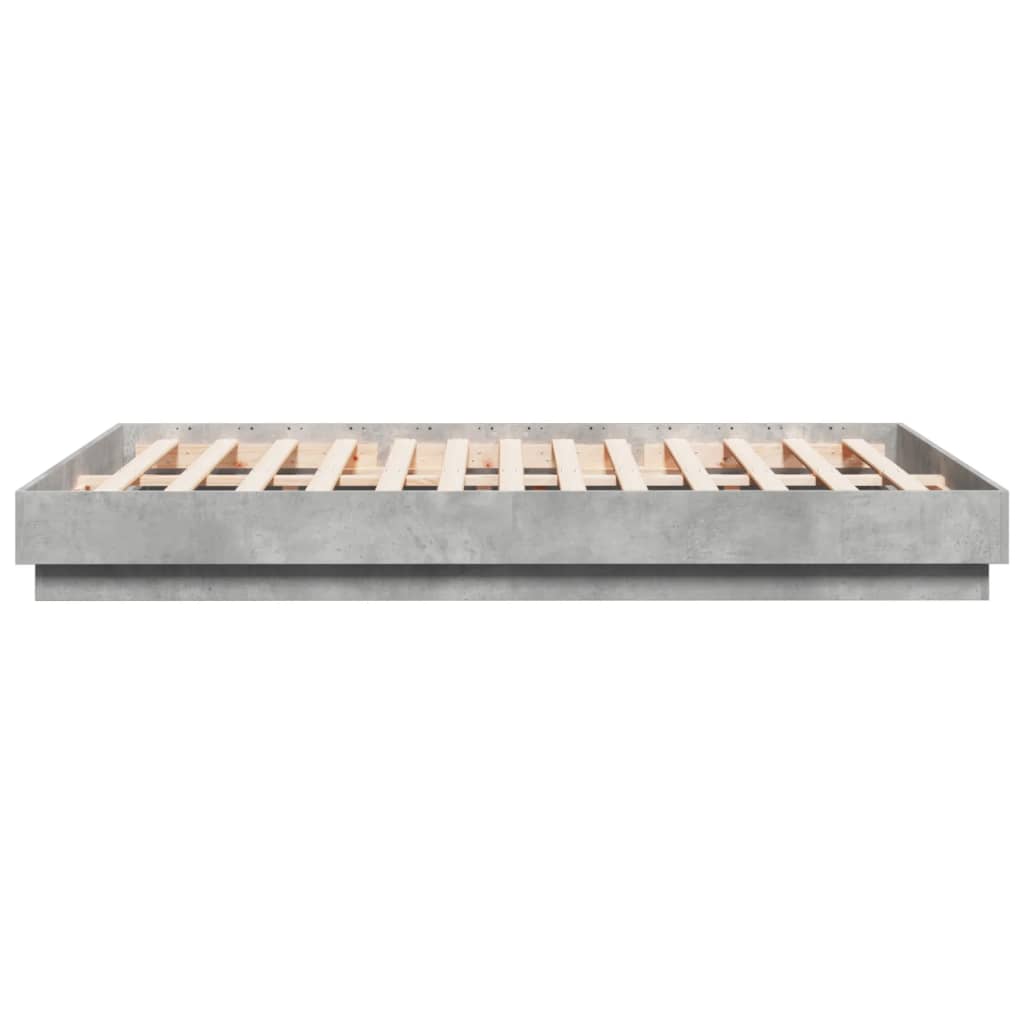 Okvir kreveta s LED svjetlima siva boja betona 150 x 200 cm
