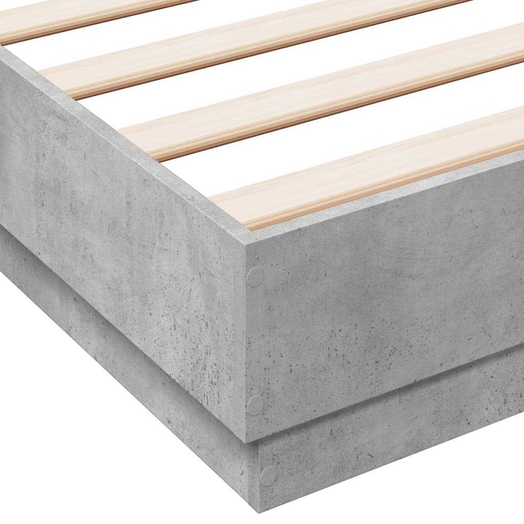 Okvir kreveta s LED svjetlima siva boja betona 150 x 200 cm