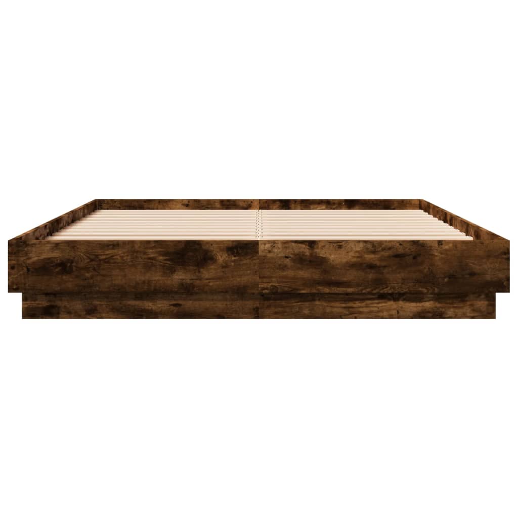 Okvir kreveta s LED svjetlima dimljena boja hrasta 150 x 200 cm