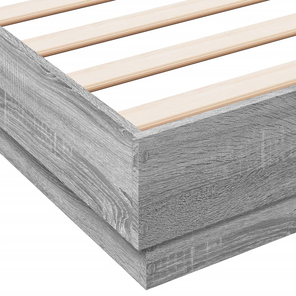 Okvir kreveta s LED svjetlima siva boja hrasta 120 x 200 cm