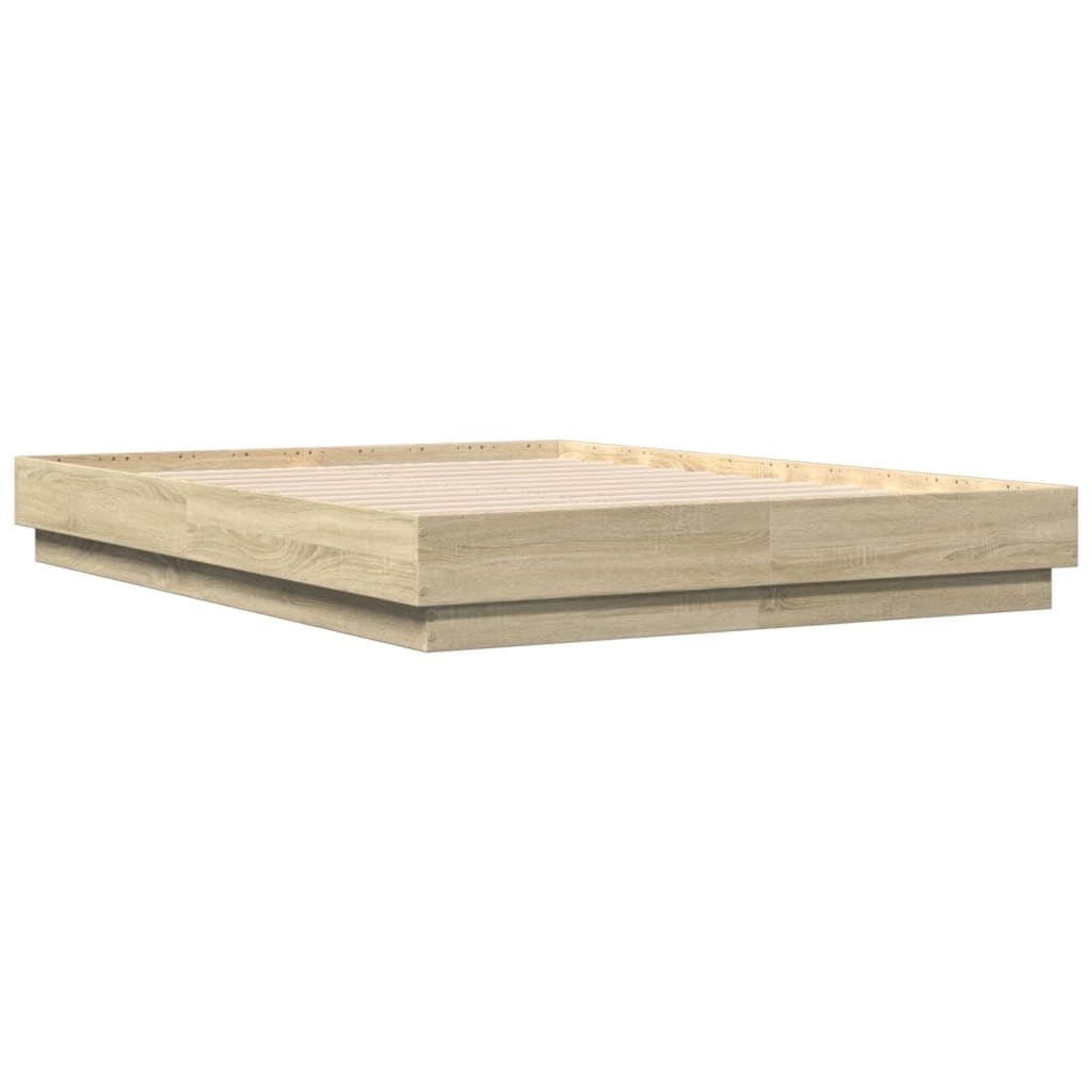 Okvir kreveta s LED svjetlima boja hrasta sonome 135 x 190 cm